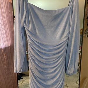 Jump Shimmering Light Blue Long Sleeve Dress